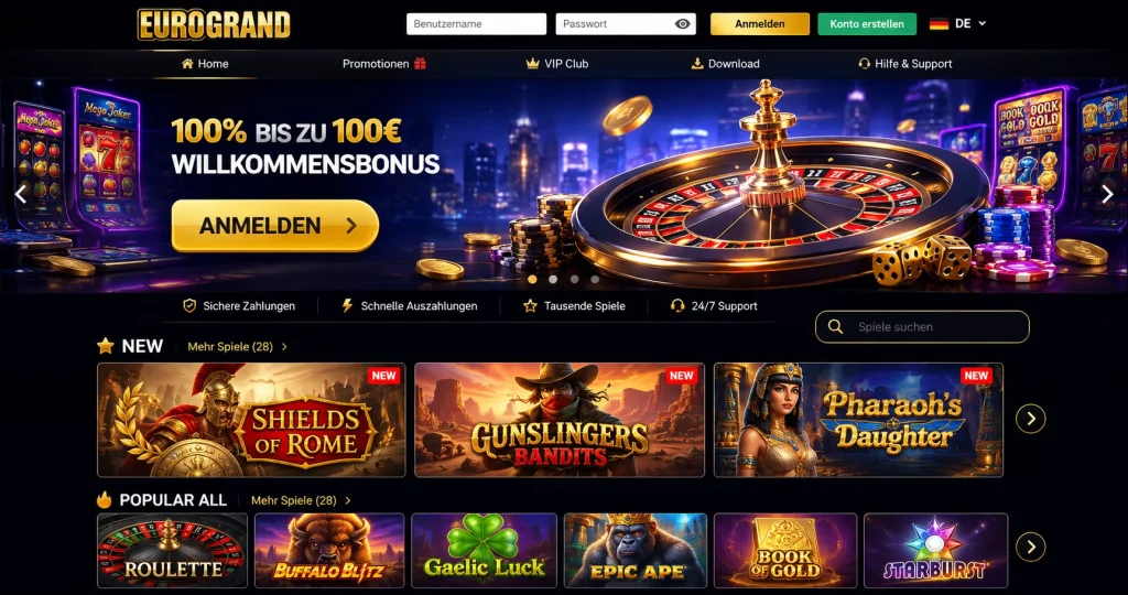 Casino homepage ontwerp